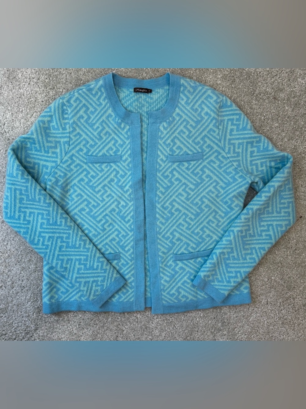 Cashmere J. McLaughlin Aqua Patterned Cardigan